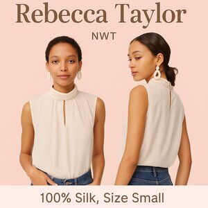 Rebecca Taylor Silk Heart Blouse Parfait Pink NWT Small